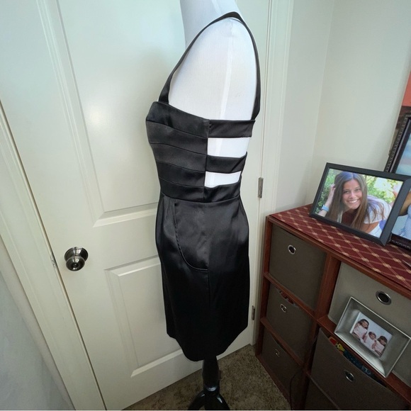 Hailey Logan by Adrianna Papell Black Satin Cut Out Mini Dress - Picture 6 of 16